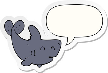cartoon shark and speech bubble sticker