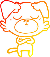 warm gradient line drawing cute cartoon dog