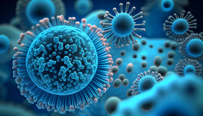 Bacteria and Virus Cells Under Microscope: A Scientific Close-Up. Generative AI