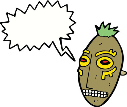 recommend clip art: cartoon tribal mask with speech bubble