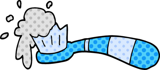 cartoon doodle toothbrush and tooth paste
