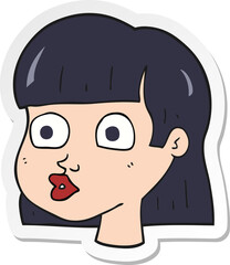 sticker of a cartoon female face