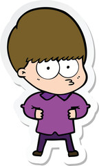 Obraz premium sticker of a curious cartoon boy