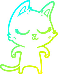 cold gradient line drawing calm cartoon cat