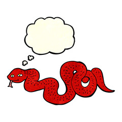 Obraz premium cartoon snake with thought bubble