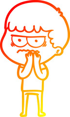 warm gradient line drawing cartoon annoyed man
