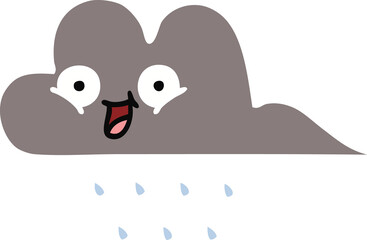 flat color retro cartoon storm rain cloud