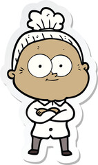 Obraz premium sticker of a cartoon happy old woman