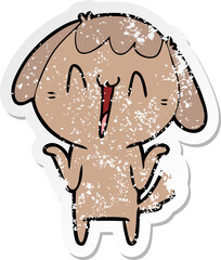distressed sticker of a cute cartoon dog