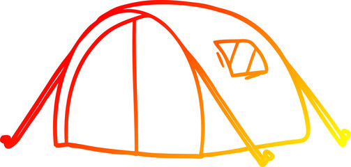warm gradient line drawing cartoon tent