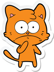Obraz na płótnie Canvas sticker of a cartoon nervous cat