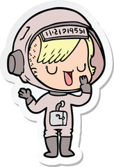 sticker of a cartoon astronaut woman