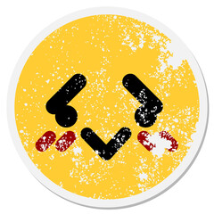 embarrassed bird face circular sticker