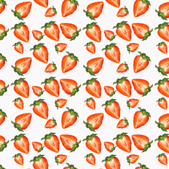 Strawberry pattern isolated on white background, top view.