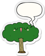 cartoon tree and speech bubble sticker