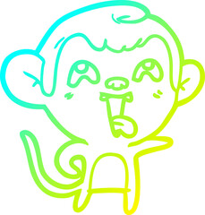 cold gradient line drawing crazy cartoon monkey