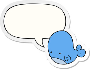 cartoon whale and speech bubble sticker