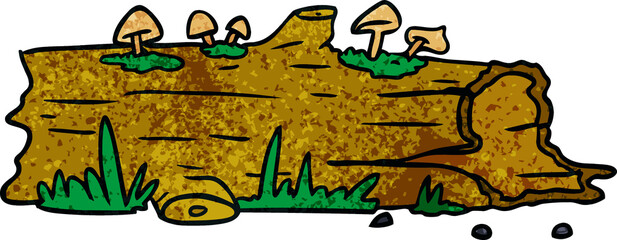 textured cartoon doodle of a tree log