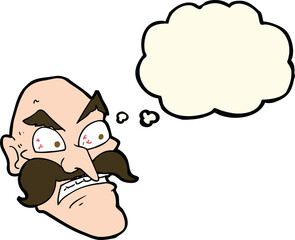 cartoon angry old man with thought bubble