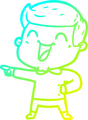 cold gradient line drawing cartoon man laughing