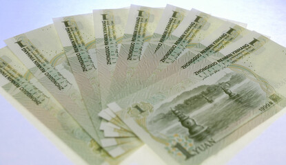 Chinese banknotes. Close up money from China. Chinese yuan. Renminbi.3D render