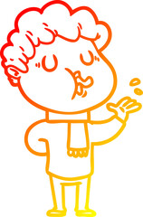 warm gradient line drawing cartoon man singing