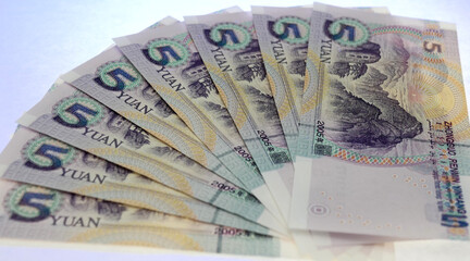 Chinese banknotes. Close up money from China. Chinese yuan. Renminbi.3D render