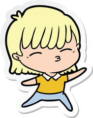 sticker of a cartoon woman