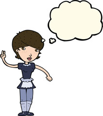 cartoon waitress taking order with thought bubble