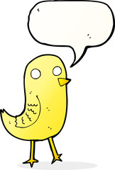 funny cartoon bird with speech bubble