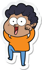 sticker of a cartoon happy man