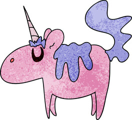 quirky hand drawn cartoon unicorn