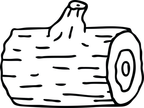 quirky line drawing cartoon wooden log