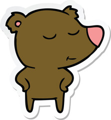 sticker of a happy cartoon bear