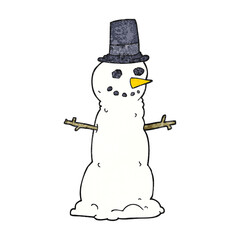 textured cartoon snowman in top hat