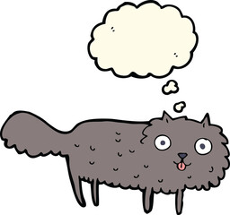 cartoon furry cat with thought bubble