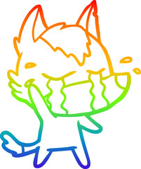 rainbow gradient line drawing cartoon crying wolf