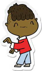 sticker of a cartoon friendly boy