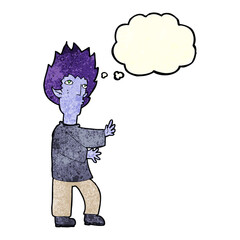 cartoon vampire man with thought bubble
