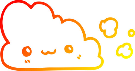 warm gradient line drawing cute cartoon cloud