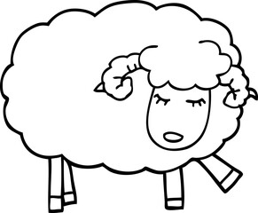 line drawing cartoon cute sheep