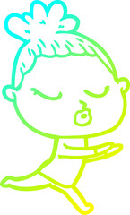 cold gradient line drawing cartoon calm woman