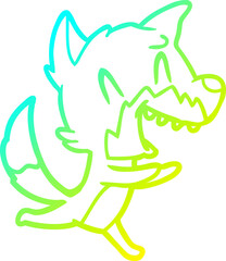 cold gradient line drawing laughing fox running away