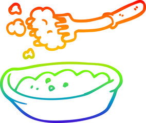 rainbow gradient line drawing cartoon bowl of food