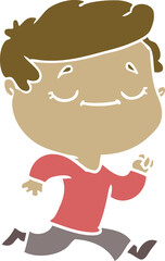 flat color style cartoon peaceful man running
