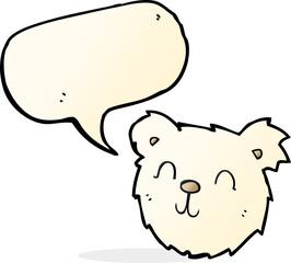 cartoon happy polar bear face with speech bubble