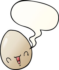 cartoon egg and speech bubble in smooth gradient style