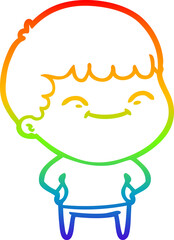 rainbow gradient line drawing cartoon happy boy