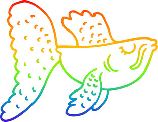 rainbow gradient line drawing cartoon chinese fighting fish