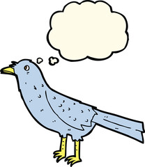 cartoon crow with thought bubble